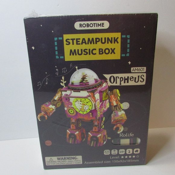 Robotime Steampunk music box Orpheus Rolife wooden puzzle model robot kit - Picture 1 of 5